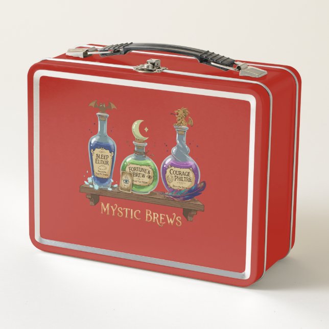 Mystic Brews | Whimsical Witchy Potions & Elixirs Metal Lunch Box (Front)