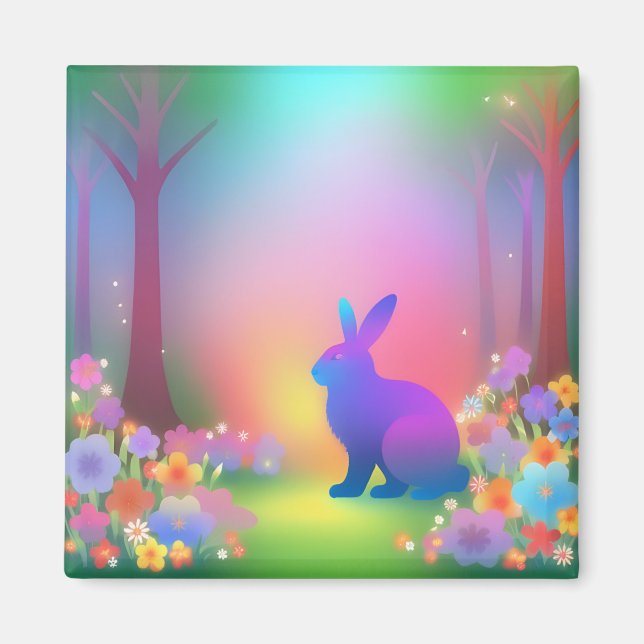 Mystic Bunny in  Spring Forest  Magnet (Front)