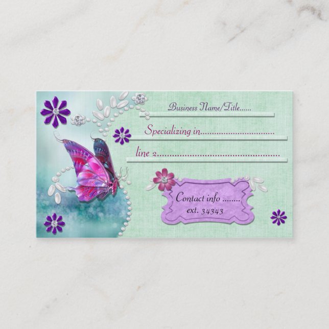 Mystic Butterfly 1 Jewelled Business Card (Front)