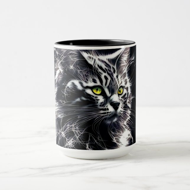 Mystic Cat: A Sip of Abstract Elegance Mug (Center)