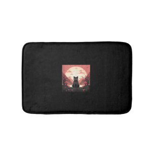 Mystic Cat_ Japan’s Pumpkins & Cherry Blossoms  Bath Mat