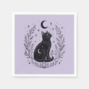 Mystic cat under the moon napkin