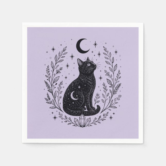 Mystic cat under the moon napkin (Front)