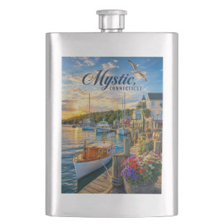Mystic, Connecticut Harbour Sunset Hip Flask