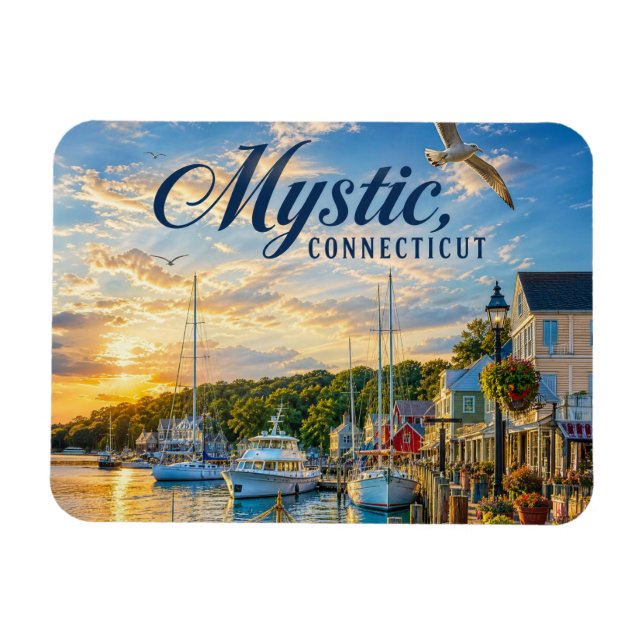Mystic, Connecticut Harbour Sunset Magnet (Horizontal)