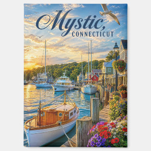 Mystic, Connecticut Harbour Sunset Magnet
