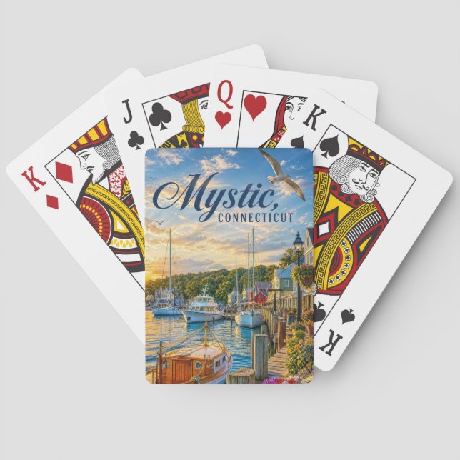 Mystic, Connecticut Harbour Sunset Playing Cards (Back)