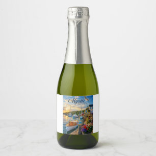 Mystic, Connecticut Harbour Sunset Sparkling Wine Label