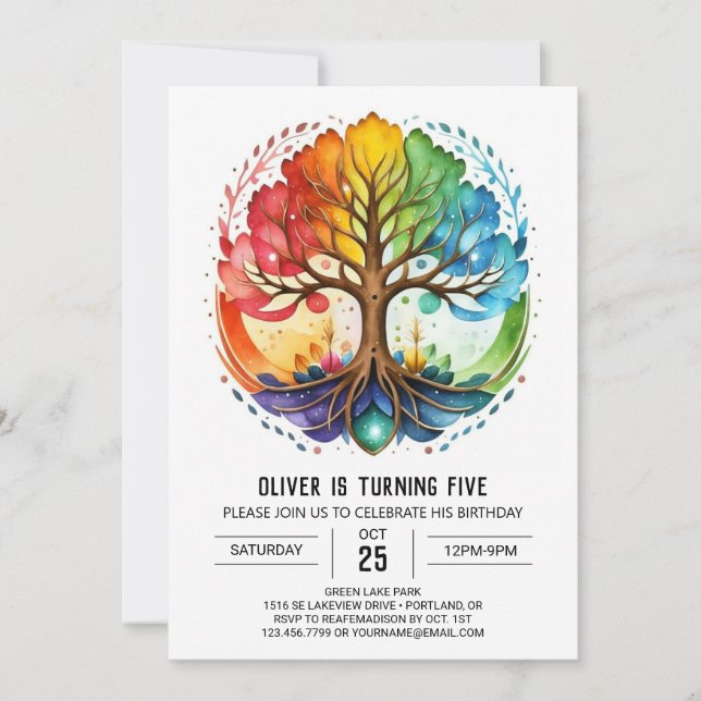 Mystic Cosmic Tree Birthday Invitation (Front)