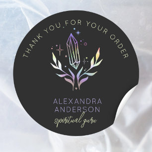 Mystic Crystals Holographic Glitter Spiritual Classic Round Sticker