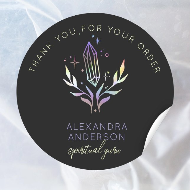 Mystic Crystals Holographic Glitter Spiritual  Classic Round Sticker (Mystic Crystals Holographic Glitter Spiritual Classic Round Sticker)