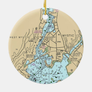 Mystic CT Chart Ceramic Tree Decoration