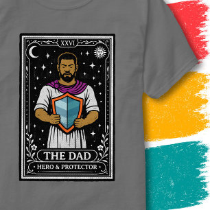 Mystic Dad Father Guardian Shield Tarot Card Style T-Shirt