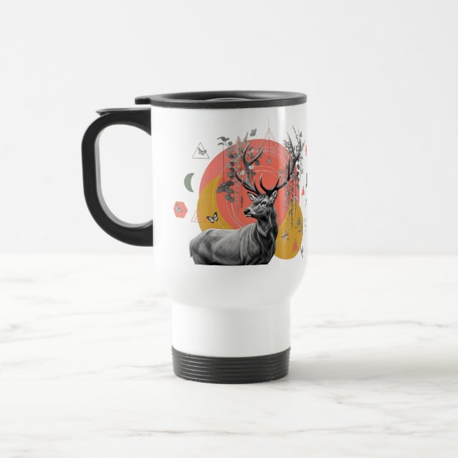 Mystic Deer Collage Travel Mug (Left)