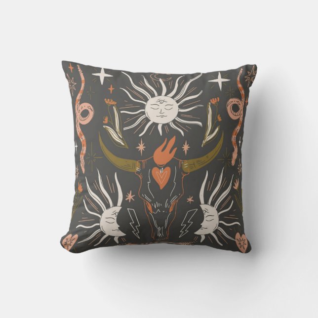 Mystic Desert Sun & Moon Pillow (Front)