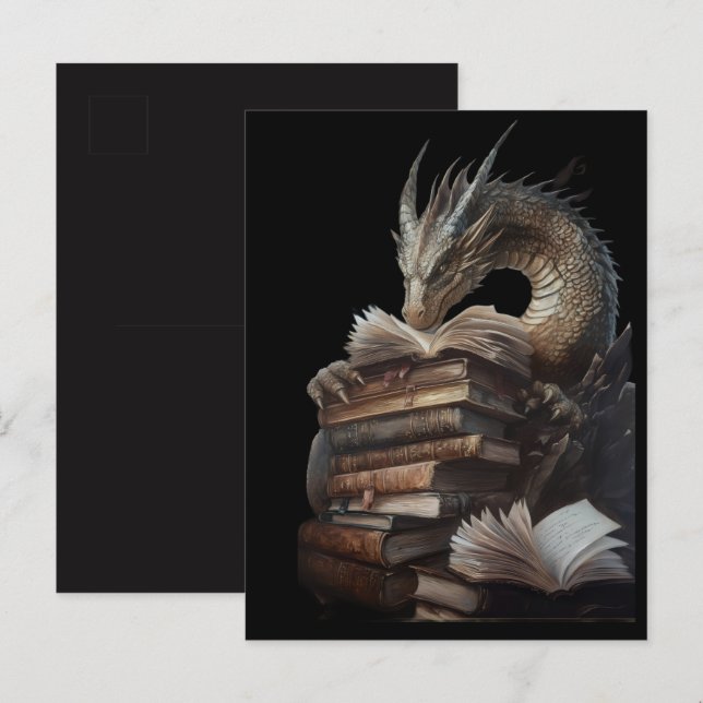 Mystic Dragon Reading Ancient Books Postcard | Got (Front/Back)