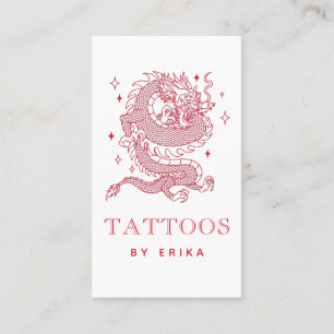 Mystic Dragon Red Creature Tattoo Artist Modern Business Card