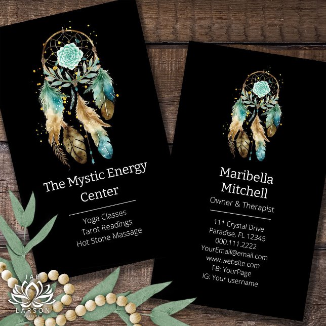 Mystic Dreamcatcher Spiritual Metaphysical Yoga Business Card (Creator Uploaded)