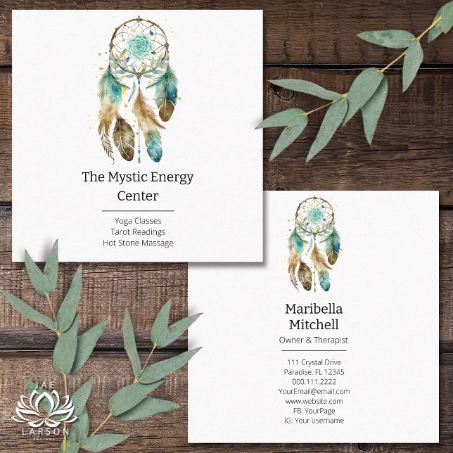 Mystic Dreamcatcher Spiritual Metaphysical Yoga Square Business Card (Creator Uploaded)