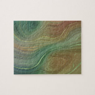Mystic Earthy Strata Dark Green Brown Gold Agate Jigsaw Puzzle