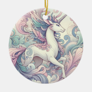 Mystic Elegance: Pastel Kirin Whispers Ceramic Tree Decoration