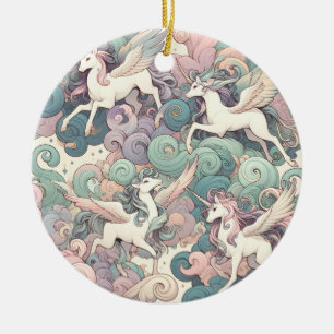 Mystic Elegance: Pastel Kirin Whispers Ceramic Tree Decoration