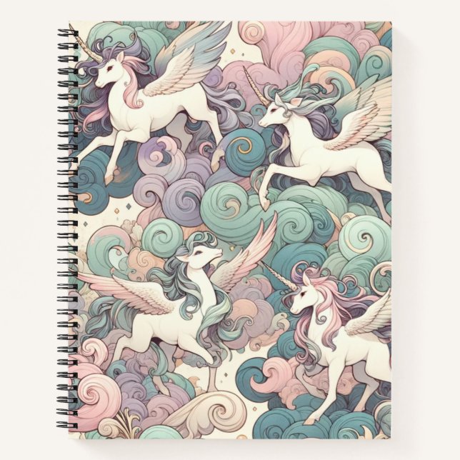 Mystic Elegance: Pastel Kirin Whispers Notebook (Front)