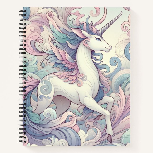 Mystic Elegance: Pastel Kirin Whispers Notebook (Front)