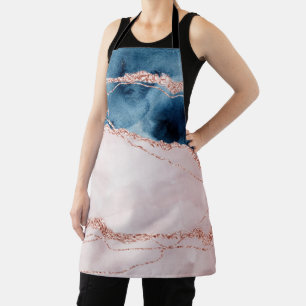 Mystic Elegance   Teal Blue and Rose Gold Agate Apron