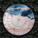 Mystic Elegance | Teal Blue and Rose Gold Agate Dartboard<br><div class="desc">Gorgeous combination of a classic teal blue and a coral pink mauve marbled agate stone with faux rose gold glitter veins. The elegant design features a sophisticated watercolor palette geode accented by faux metallic and splash. For other colours or matching products, please visit the JustFharryn Zazzle store, or contact the...</div>
