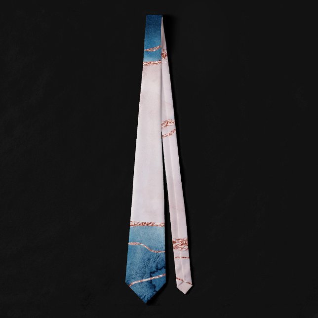 Mystic Elegance | Teal Blue and Rose Gold Agate Tie (Creator Uploaded)