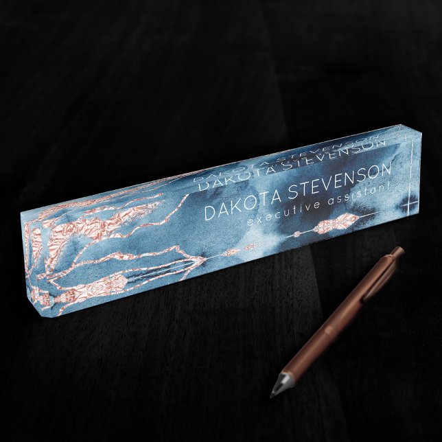 Mystic Elegance | Teal Blue and Rose Gold Branding Nameplate (Creator Uploaded)