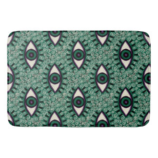 "Mystic Emerald Eyes" - Psychedelic Swirl Seamless Bath Mat