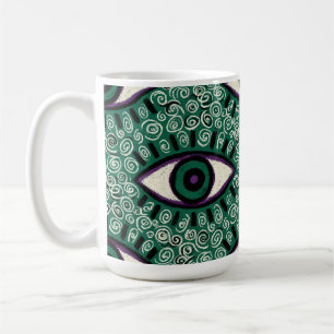 "Mystic Emerald Eyes" - Psychedelic Swirl Seamless Coffee Mug