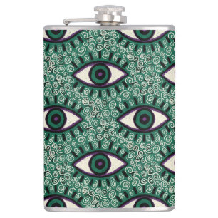 "Mystic Emerald Eyes" - Psychedelic Swirl Seamless Hip Flask