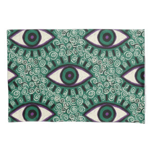"Mystic Emerald Eyes" - Psychedelic Swirl Seamless Pillowcase