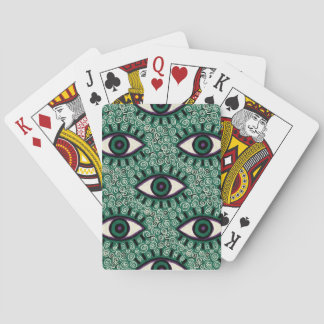 "Mystic Emerald Eyes" - Psychedelic Swirl Seamless Playing Cards