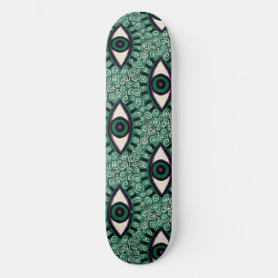 "Mystic Emerald Eyes" - Psychedelic Swirl Seamless Skateboard