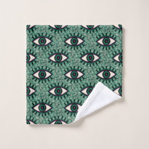 "Mystic Emerald Eyes" - Psychedelic Swirl Seamless Wash Cloth