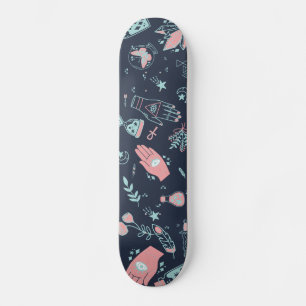 Mystic Esoteric Pink Evil Eye Hand Potion Navy Skateboard