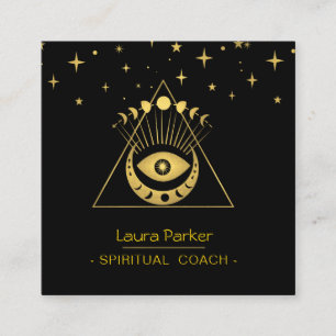 Mystic Eye Boho Celestial Moon Energy Healer Square Business Card