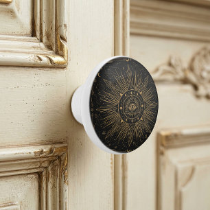 Mystic Eye Celestial Constellations Gold Design Ce Ceramic Knob