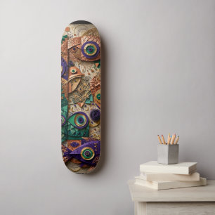 Mystic Eye Fish Swarm Relief - 3D Emerald Skateboard