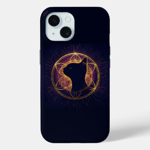 Mystic Feline Within the Sacred Circle iPhone 15 Case