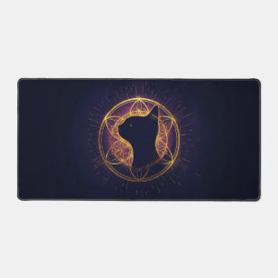 Mystic Feline Within the Sacred Circle Desk Mat