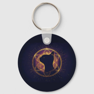 Mystic Feline Within the Sacred Circle Key Ring