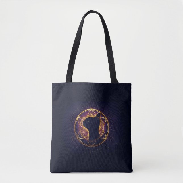 Mystic Feline Within the Sacred Circle Tote Bag (Front)