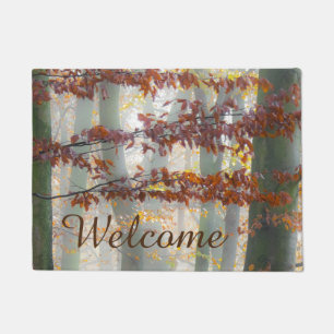 Mystic Foggy Forest in Autum, Personalised Welcome Doormat