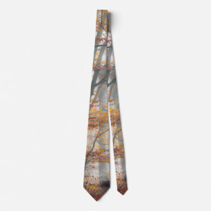 Mystic Foggy Forest in autumn Tie