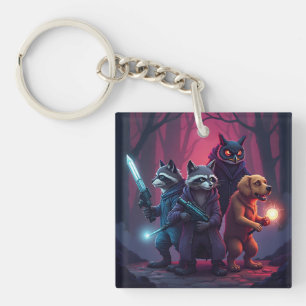 Mystic Forest Animal Warrior Art Key Ring